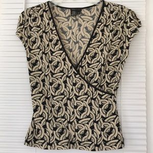 BCBGMAXAZARIA Cream and Black Blouse M